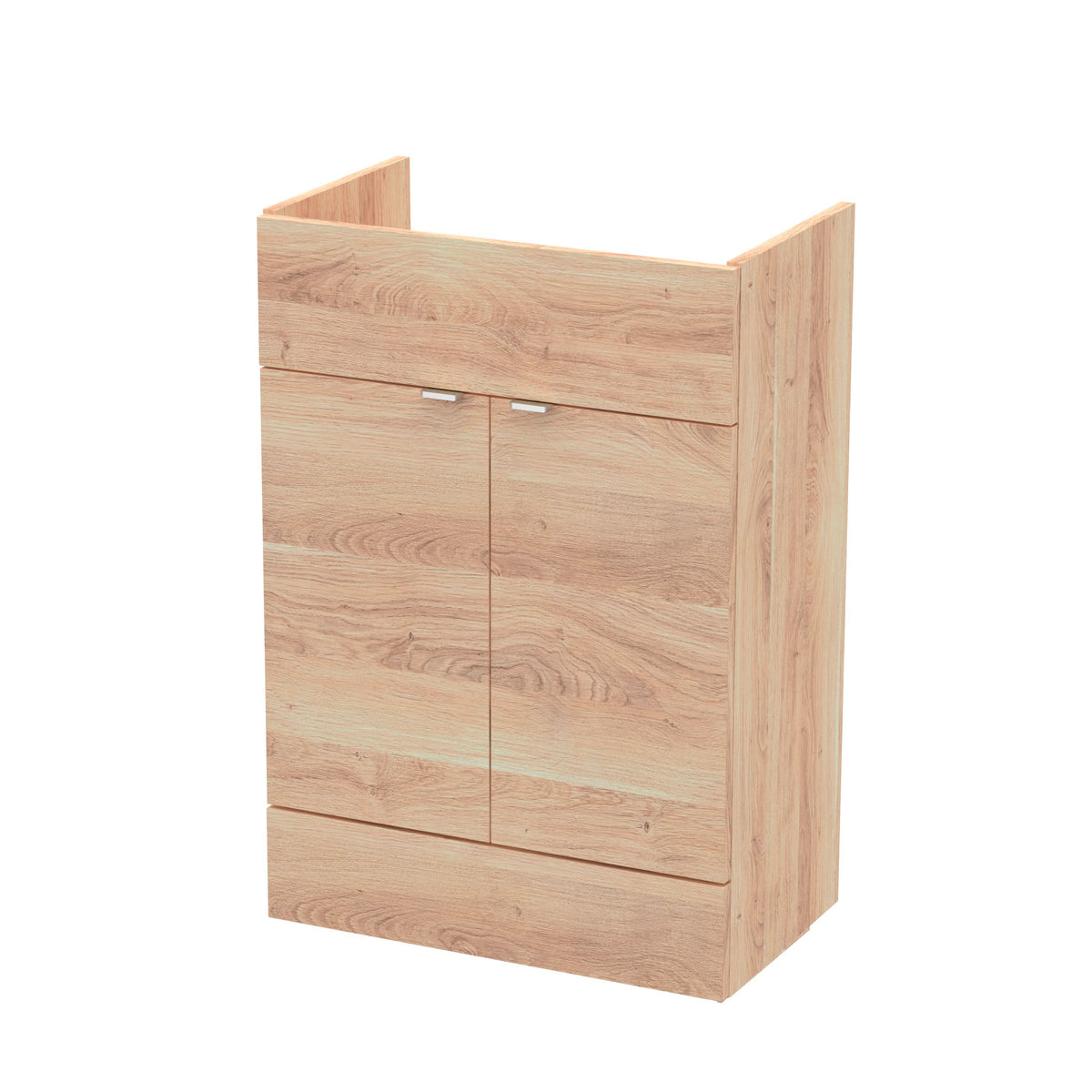 Hudson Reed Fusion Floor Standing Vanity Unit without Basin, Modern Full Depth Bathroom Furniture Cabinet in Bleached Oak, 600mm