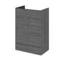 Hudson Reed Fusion Fitted Floor Standing Vanity Unit, 2 Soft Close Door Compact Bathroom Unit in Anthracite Woodgrain, 600mm (355Mm Deep)