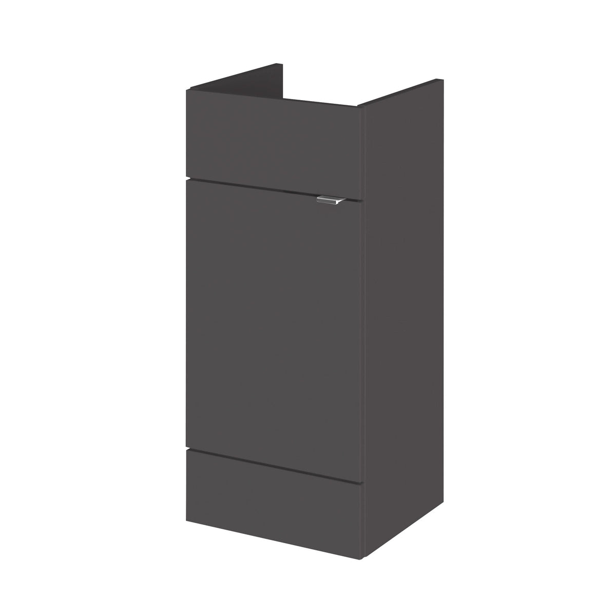 Hudson Reed Fusion Floor Standing 1 Door Vanity Unit without Basin, Modern Bathroom Furniture in Gloss Grey Finish, 400mm