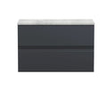 Hudson Reed Urban Wall Hung Countertop Basin Unit, 2 Soft Close Drawers Vanity Unit and Bellato Grey Worktop in Soft Black, 800mm