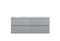 Hudson Reed Urban Wall Hung Countertop Basin Unit, 2 Soft Close Drawers Vanity Unit and Bellato Grey Worktop in Satin Grey, 1200mm