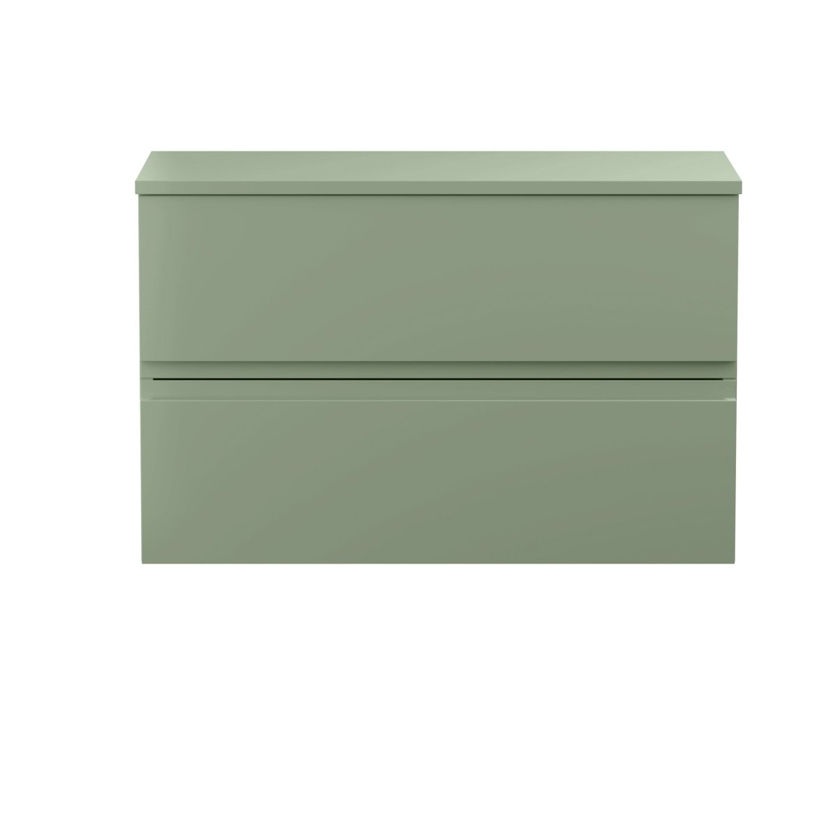 Hudson Reed Urban Wall Hung Countertop Basin Unit, 2 Soft Close Drawers Vanity Unit and Green Worktop in Satin Green, 800mm