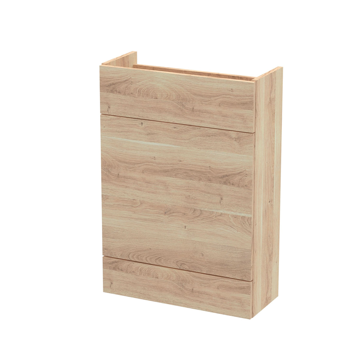 Hudson Reed Fusion Floor Standing Compact WC Unit without Basin, Modern Bathroom Furniture in Bleached Oak Finish, 600mm