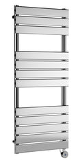 Hudson Reed Wall Hung Electric Square Flat Towel Rail with 8 Bars, Stylish Heated Towel Rail, Chrome, 1213mm x 500mm