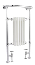 Old London Heated Towel Rails Small Harrow Traditional Radiator, Stylish Heated Towel Rail, Chrome / White, 965 x 540mm