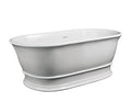 Old London Farringdon Oval Freestanding Bath Tub with Push Button Waste, Durable Acrylic Designer Bathtub in White, 1555x740mm