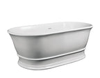Old London Farringdon Oval Freestanding Bath Tub with Push Button Waste, Durable Acrylic Designer Bathtub in White, 1555x740mm