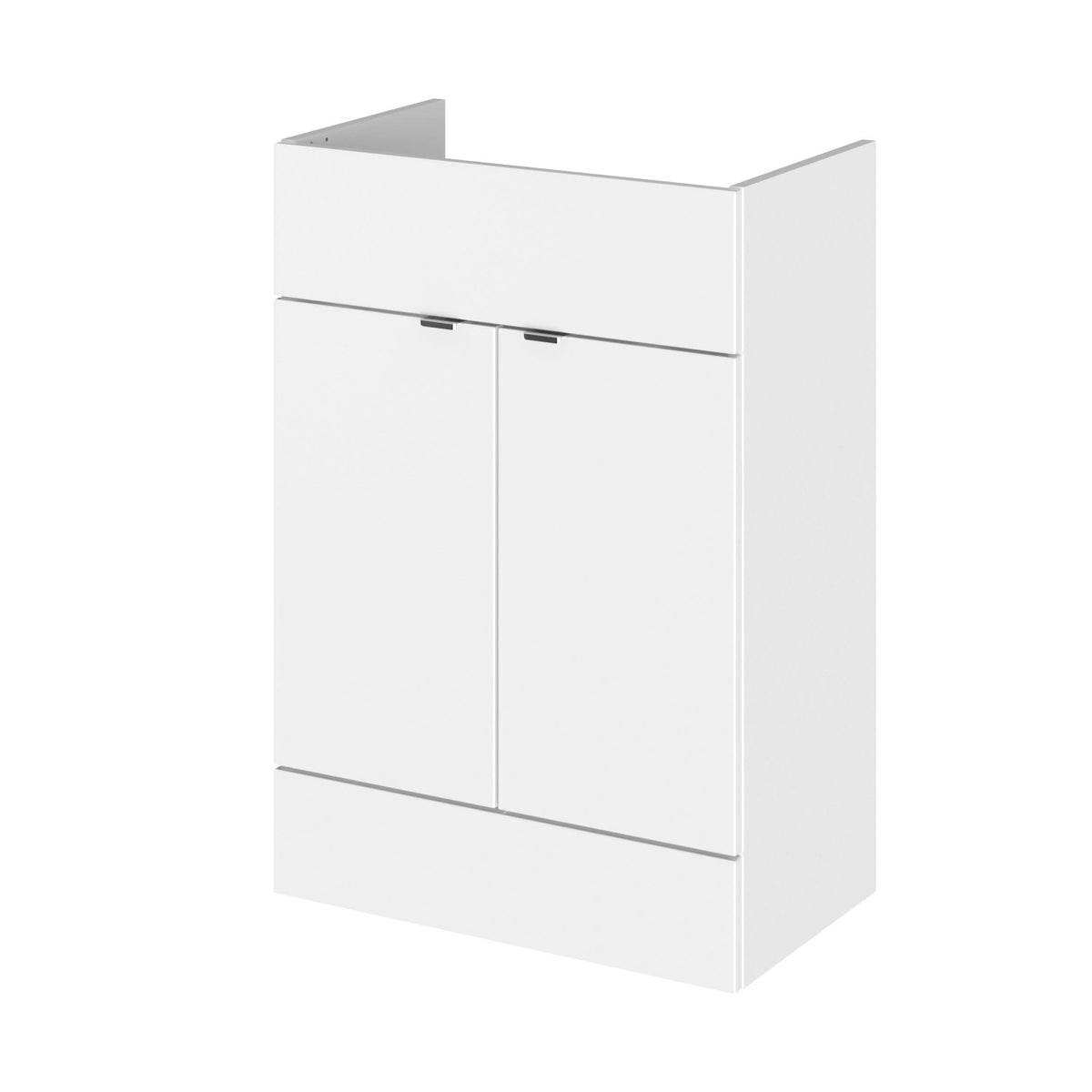 Hudson Reed Fusion Floor Standing 2 Door Vanity Unit without Basin, Modern Bathroom Cabinet in Gloss White Finish, 600mm