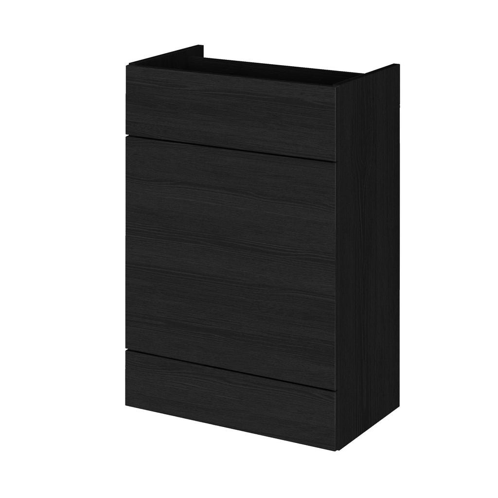 Hudson Reed Fusion Floor Standing WC Unit without Basin, Modern Textured Woodgrain Bathroom Furniture in Charcoal Black Finish, 600mm