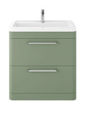Hudson Reed Solar Floor Standing 2 Door Vanity Unit with Ceramic Basin, Durable Modern Vanity Unit in Fern Green, 800mm