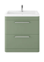 Hudson Reed Solar Floor Standing 2 Door Vanity Unit with Ceramic Basin, Durable Modern Vanity Unit in Fern Green, 800mm