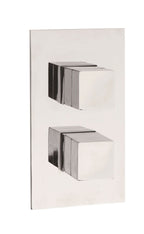 Hudson Reed Lennox Twin Thermostatic Concealed Shower Valve in 2 Square Handles, Modern and Durable Bathroom/Shower Set in Slimline Chrome Design