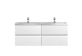 Hudson Reed Urban Wall Hung 4 Drawer Vanity Unit with Double Ceramic Basin, Modern Bathroom Furniture in Satin White, 1200mm
