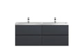 Hudson Reed Urban Wall Hung 4 Drawer Vanity Unit with Double Polymarble Basin, Modern Bathroom Furniture in Soft Black, 1200mm