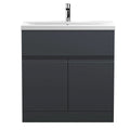 Hudson Reed Urban Floor Standing 2 Door 1 Drawer Vanity Unit with Mid-Edge Basin, Durable Modern Vanity Unit in Soft Black, 800mm