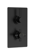 Hudson Reed Tec Pura Twin Thermostatic Concealed Shower Valve, Minimalist Sleek Design, Modern Bathroom Control Set, Matt Black