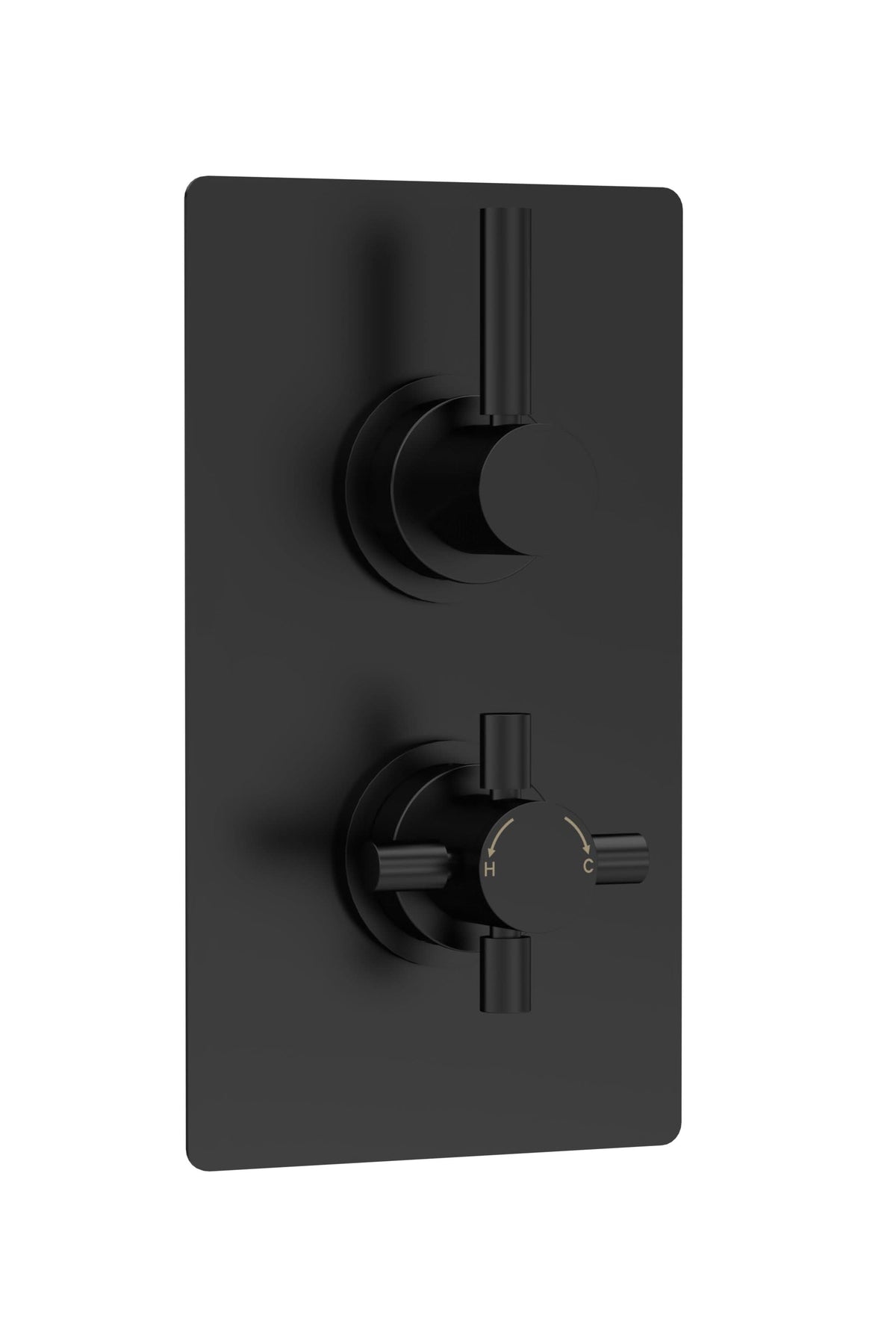 Hudson Reed Tec Pura Twin Thermostatic Concealed Shower Valve with Diverter, Minimalist Sleek Design, Modern Bathroom Control Set, Matt Black