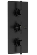 Hudson Reed Tec Pura Triple Thermostatic Concealed Shower Valve with Diverter, Minimalist Sleek Design, Modern Bathroom Control Set, Matt Black
