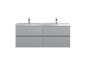 Hudson Reed Urban Wall Hung 4 Drawer Vanity Unit with Double Polymarble Basin, Modern Bathroom Furniture in Satin Grey, 1200mm