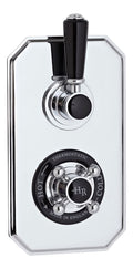 Old London Topaz Twin Thermostatic Valve with Diverter, Concealed Shower Valve with Precise Control, Sleek Chrome & Black Finish