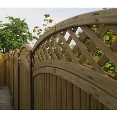 Convex Curved Framed Trellis Fence Topper