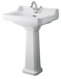 Old London Richmond 600mm 1 Tap Hole Basin & Comfort Height Pedestal, Traditional Basin with Pedestal, White
