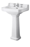 Old London Richmond 560mm 3 Tap Hole Basin & Comfort Height Pedestal, Traditional Basin with Pedestal, White
