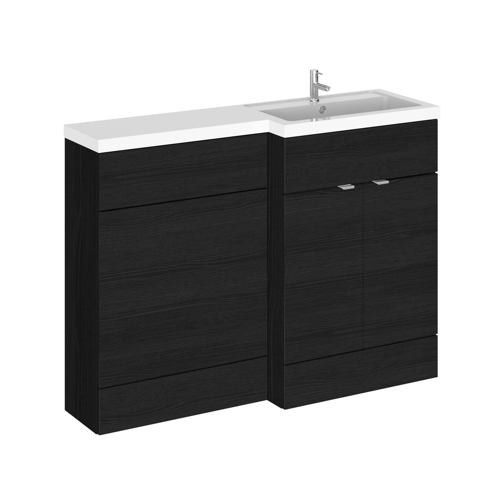 Hudson Reed Fusion Floor Standing 2 Door Vanity Basin & WC Right Hand Combination, Sink Vanity Unit, Charcoal Black, 1200mm
