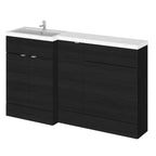 Hudson Reed Fusion Floor Standing 3 Door Vanity Basin & WC Left Hand Combination, Sink Vanity Unit, Charcoal Black, 1500mm