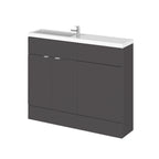 Hudson Reed Fusion Floor Standing 2 Door Vanity Basin & WC Combination Compact, Sink Vanity Unit, Gloss Grey, 1100mm