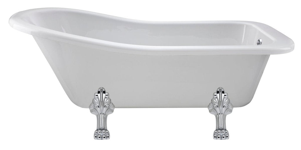 Old London Brockley Freestanding Bath Tub with Pride Leg Set, Durable Single Ended Traditional Bathroom Style in White, 1700mm