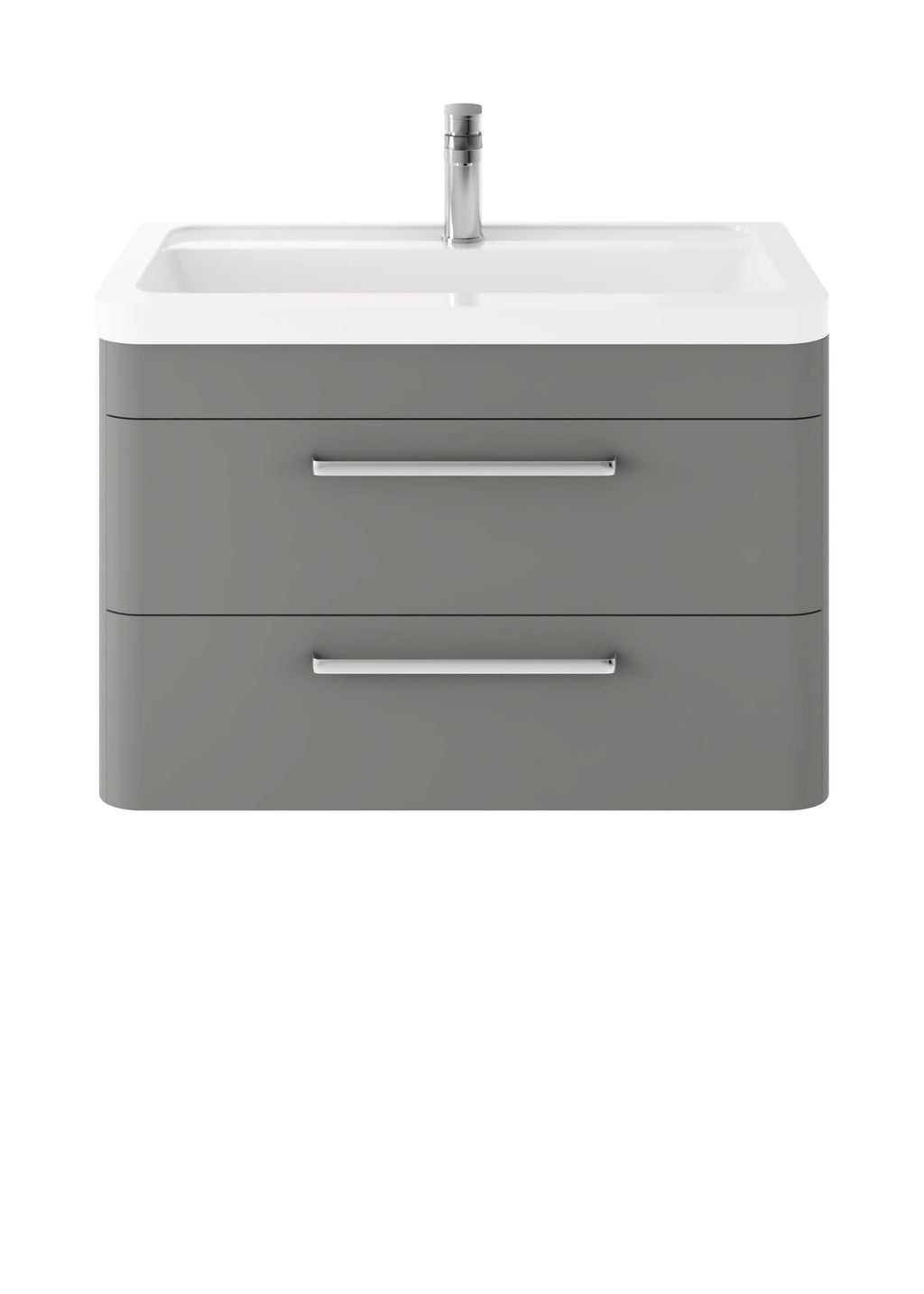 Hudson Reed Solar Wall Hung Vanity Unit with Ceramic Basin, Modern 2 Drawer Bathroom Sink Vanity Unit in Cool Grey, 800mm