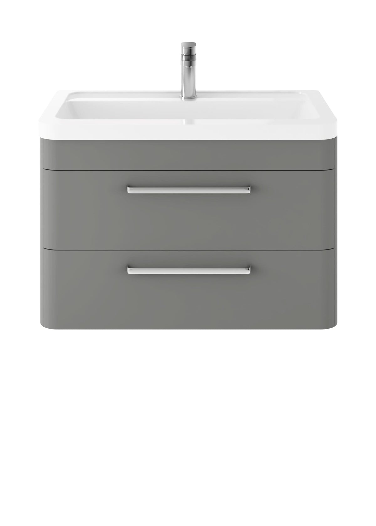 Hudson Reed Solar Wall Hung Vanity Unit with Ceramic Basin, Modern 2 Drawer Bathroom Sink Vanity Unit in Cool Grey, 800mm