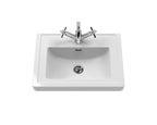 Old London Bexley Floor Standing 1 Drawer Vanity & 1 Tap Hole Fireclay Basin, Stylish Vanity Unit with Basin, Pure White, 500mm