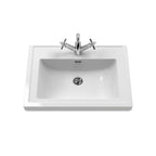 Old London Bexley Floor Standing 1 Drawer Vanity & 1 Tap Hole Fireclay Basin, Stylish Vanity Unit with Basin, Pure White, 600mm