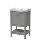 Old London Bexley Floor Standing 1 Drawer Vanity without Tap Hole Fireclay Basin, Stylish Vanity Unit with Basin, Cool Grey, 500mm
