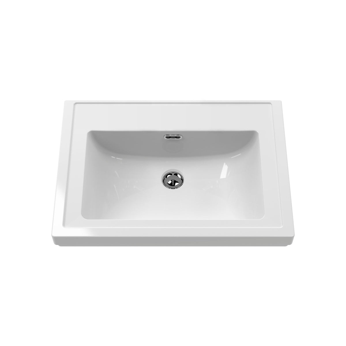 Old London Bexley Floor Standing 1 Drawer Vanity without Tap Hole Fireclay Basin, Stylish Vanity Unit with Basin, Cool Grey, 500mm