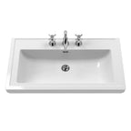 Old London Bexley Floor Standing 1 Drawer Vanity & 3 Tap Hole Fireclay Basin, Stylish Vanity Unit with Basin, Cool Grey, 800mm