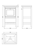 Old London Bexley Floor Standing 1 Drawer Vanity without Tap Hole Fireclay Basin, Stylish Vanity Unit with Basin, Fern Green, 500mm