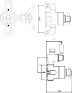 Old London Topaz Twin Exposed Shower Valve, Shower Valves for Btahroom Shower, Chrome & Black