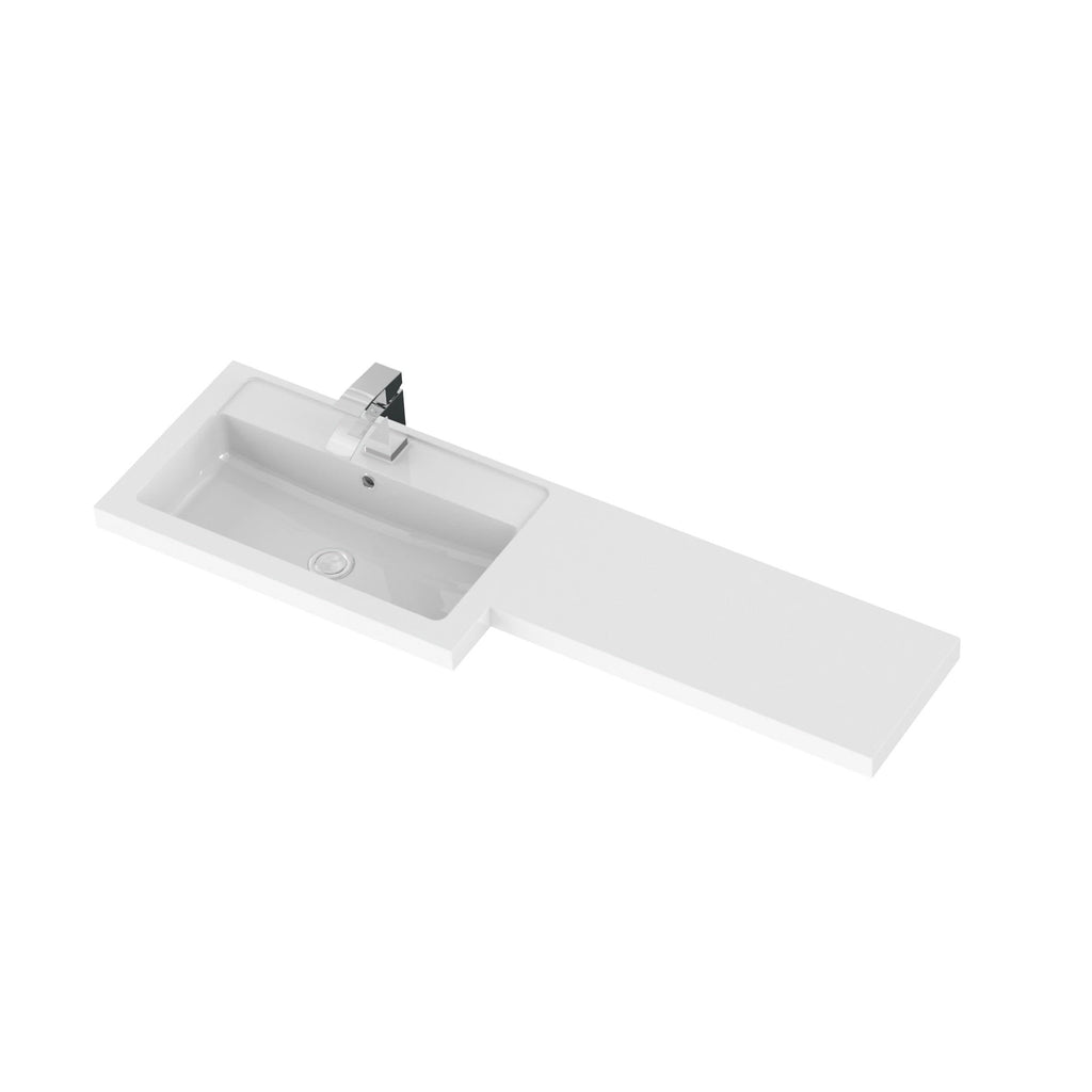 Hudson Reed Fusion Floor Standing 4 Door Vanity Basin Left Hand Combination, Vanity Unit with Basin, Gloss White, 1200mm