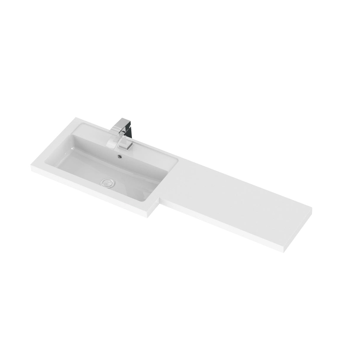 Hudson Reed Fusion Floor Standing 4 Door Vanity Basin Left Hand Combination, Vanity Unit with Basin, Gloss White, 1200mm