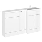 Hudson Reed Fusion Floor Standing 3 Door Vanity Basin & WC Right Hand Combination, Vanity Unit with Basin, Gloss White, 1500mm