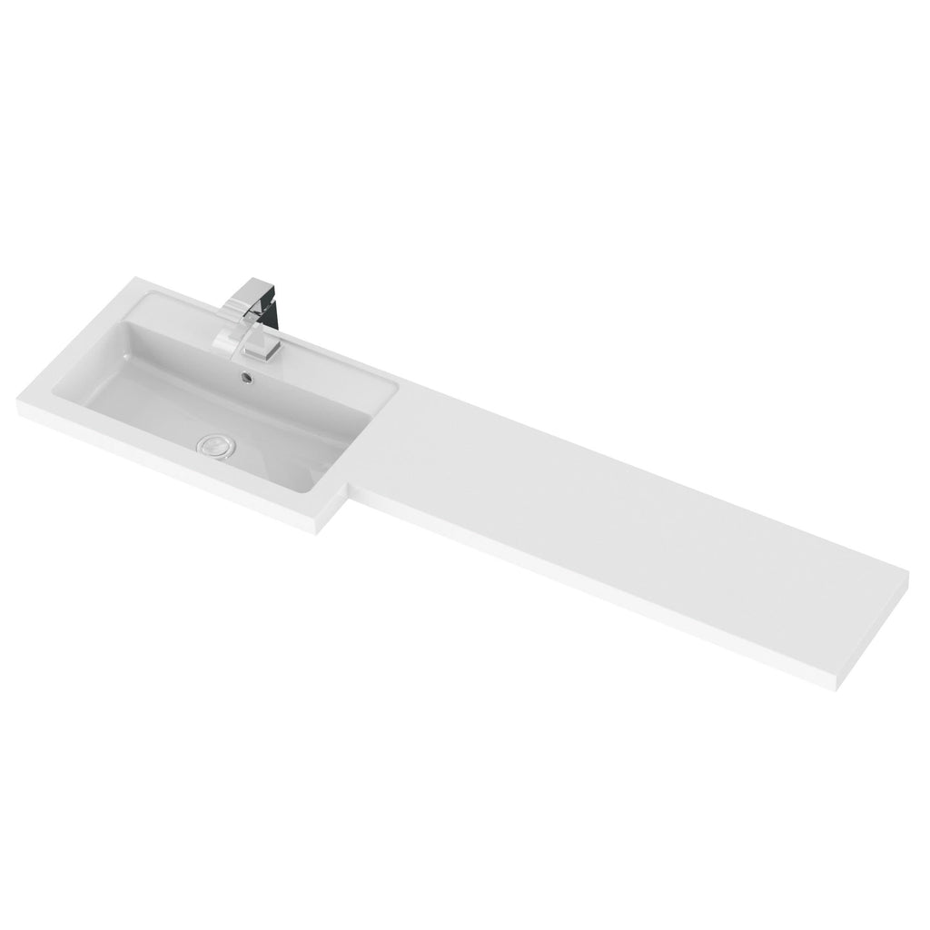 Hudson Reed Fusion Floor Standing 3 Door Vanity Basin & WC Left Hand Combination, Vanity Unit with Basin, Gloss White, 1500mm