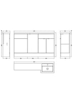 Hudson Reed Fusion Floor Standing 3 Door Vanity Basin & WC Right Hand Combination, Vanity Unit with Basin, Gloss White, 1500mm