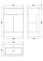 Hudson Reed Fusion Floor Standing 2 Door Vanity Unit & Polymarble Basin, Vanity Unit with Basin, Anthracite Woodgrain, 600mm