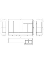 Hudson Reed Fusion Floor Standing 5 Door Vanity Basin Right Hand Combination, Bathroom Storage Unit, Anthracite Woodgrain, 1500mm
