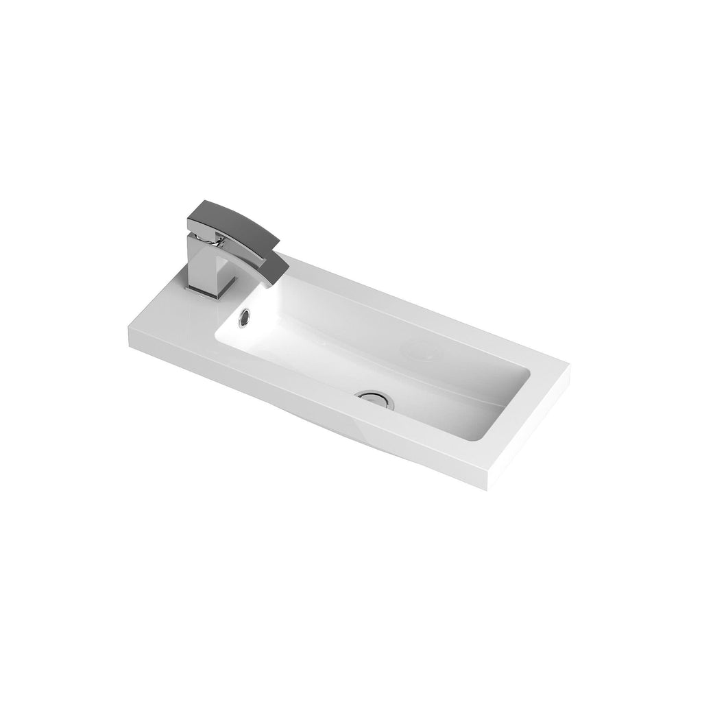 Hudson Reed Fusion Floor Standing 2 Door Vanity Unit & Polymarble Basin Compact, Sink Vanity Unit, Charcoal Black, 600mm