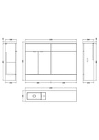 Hudson Reed Fusion Floor Standing 2 Door Vanity Basin & WC Combination Compact, Sink Vanity Unit, Charcoal Black, 1200mm