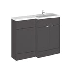 Hudson Reed Fusion Floor Standing 2 Door Vanity Basin & WC Right Hand Combination, Sink Vanity Unit, Gloss Grey, 1100mm
